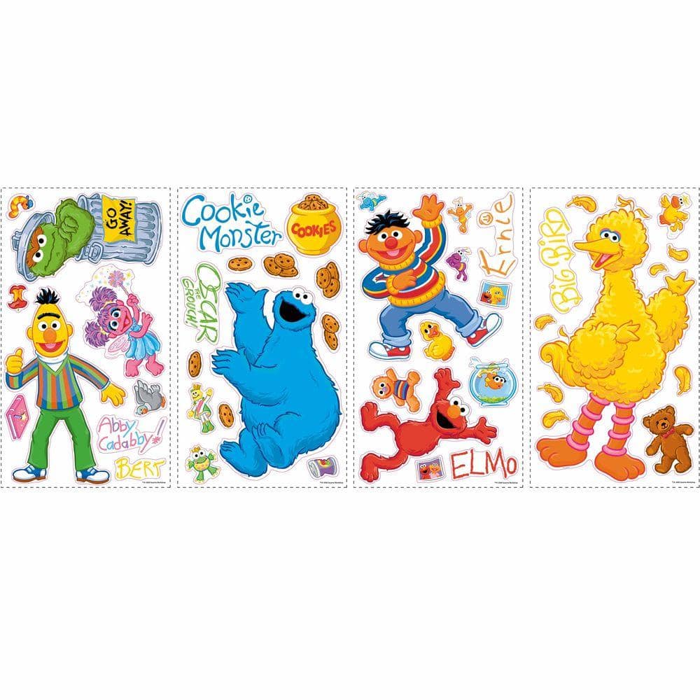 Sesame Street Vinyl Peel and Stick Wall Decals for Kids