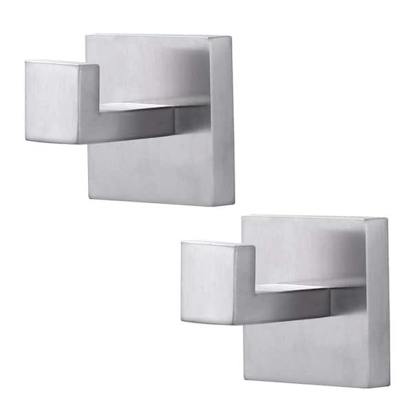 IVIGA Square Stainless Steel Bath Hardware Accessory Wall Mount J-Hook Robe/Towel Hook in Brushed Nickel (2-Pack)