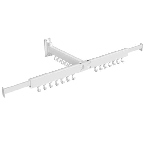 White 3.8H x 43W x 14.6D in. Aluminum Wall Mounted Clothes Drying Rack