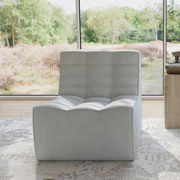 27.5 in. Gray Linen Fabric Lazy Floor Corner Relax Modular Sectional Sofa Fireside Chair Couch for Apartment