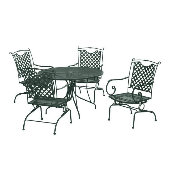 Unbranded Green Wrought Iron 5-Piece Lattice Back Patio Dining Set-DISCONTINUED