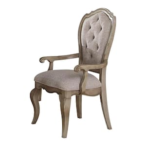 Chelmsford Beige Fabric and Antique Taupe Fabric Tufted Arm Chair (Set of 2)