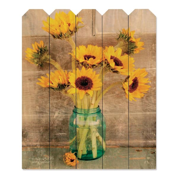 Set of 4 Pillow Covers 18x18, Country Sunflowers Farmhouse Cotton