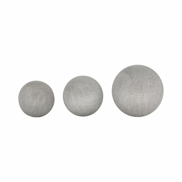 Liv & Skye Silver Ceramic Glam Round Decorative Orbs (Set of 3)