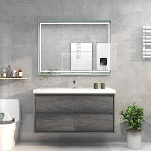 Sage 48 in. W Vanity in Smoke Oak with Reinforced Acrylic Vanity Top in White with White Basin
