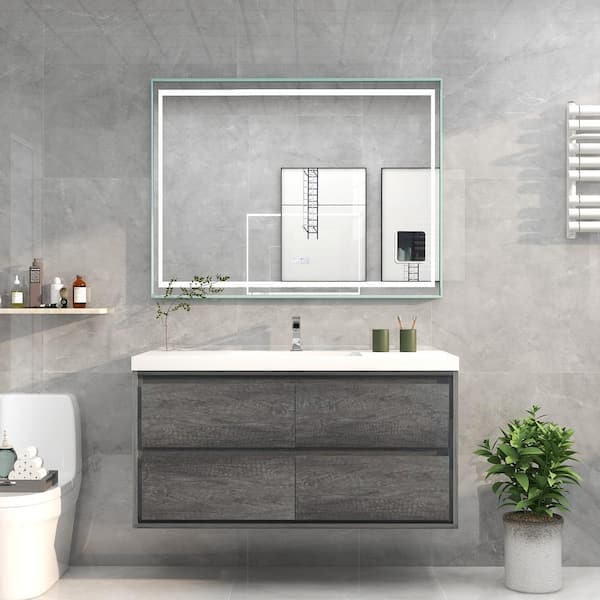Moreno Bath Sage 48 in. W Vanity in Smoke Oak with Reinforced Acrylic Vanity Top in White with White Basin