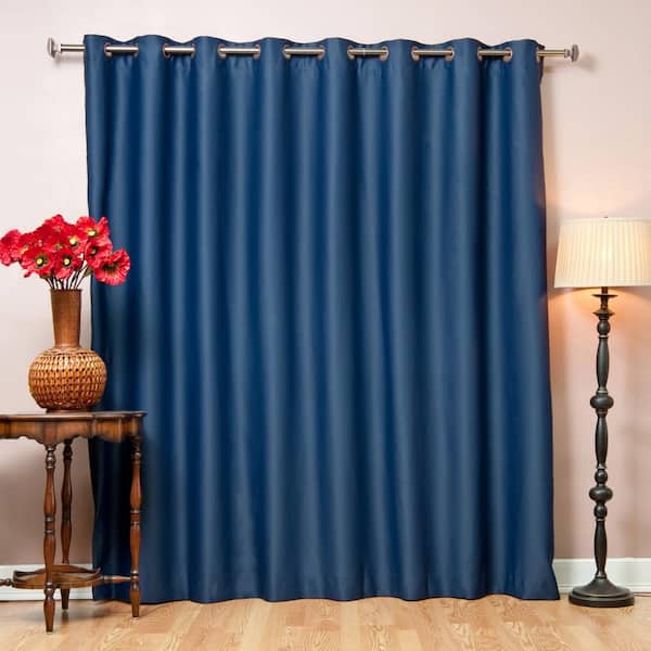Unbranded Navy Polyester Solid 100 in. W x 96 in. L Grommet Blackout Curtain