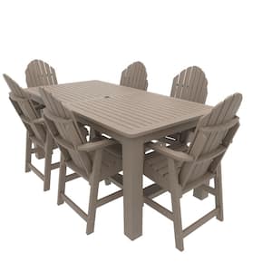 Muskoka Woodland Brown Counter Height Plastic Outdoor Dining Set in Woodland Brown Set of
