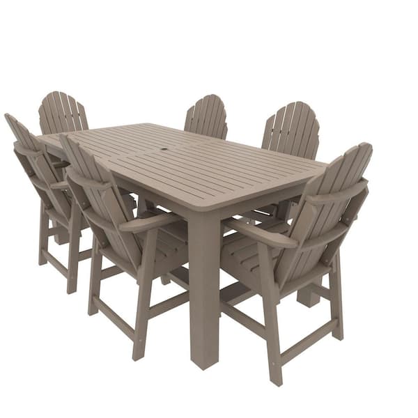 Highwood Muskoka Woodland Brown Counter Height Plastic Outdoor Dining Set in Woodland Brown Set of