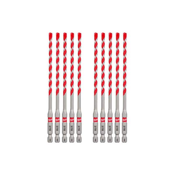 3/16 in. SHOCKWAVE Carbide Hammer Drill Bits (10-Pack)
