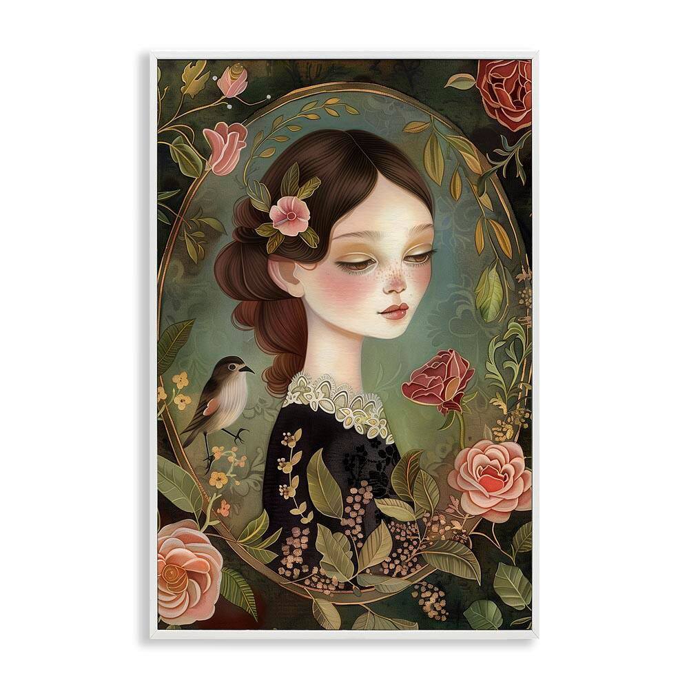 Vintage Lady & Floral Border by The Dutch Lady White Framed Abstract Giclee Art Print 18 in. x 12 in. price history on PriceWatchPro