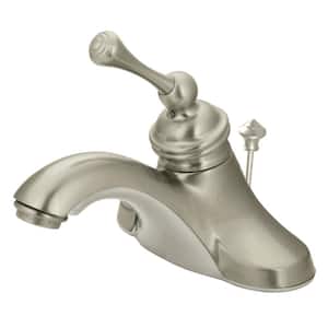Victorian 4 in. Centerset Single-Handle Bathroom Faucet in Brushed Nickel