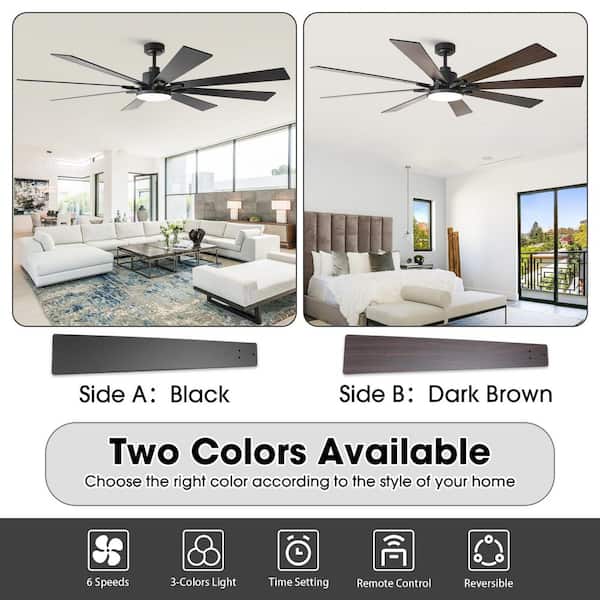 Vaczon 72 in. Indoor Integrated LED Matte Black 6-Speed Ceiling