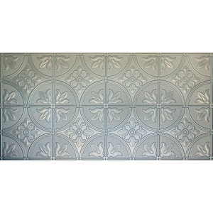 Dimensions Faux 2 ft. x 4 ft. Tin Style Ceiling and Wall Tiles in Nickel