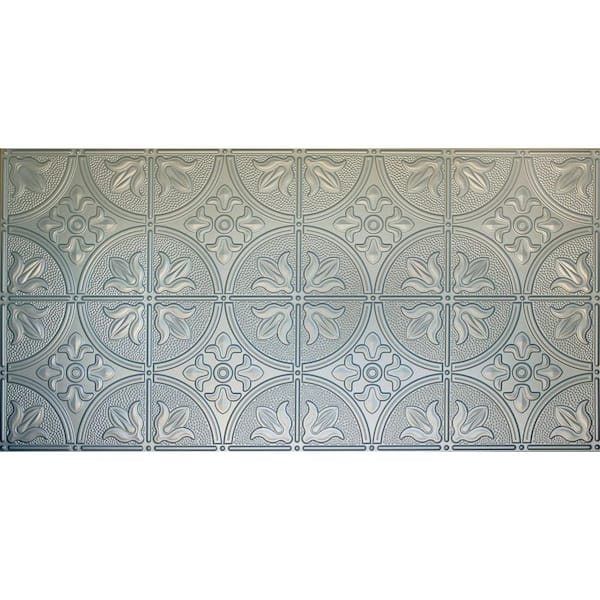 Global Specialty Products Dimensions Faux 2 ft. x 4 ft. Tin Style Ceiling and Wall Tiles in Nickel