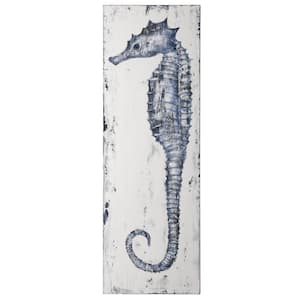 Anglo "Rustic Seahorse II" Coastal Handmade Oil Painting Unframed Animal Wall Art 59 in. x 20 in. .