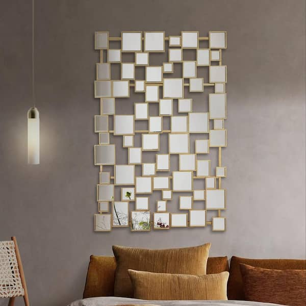 KOHROS 47 in. W x 30 in. H Rectangle Frameless Gold Mirror NXGN015