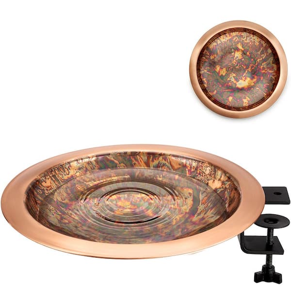 Good Directions 13 in. Fired Copper Bird Bath with Deck Bracket