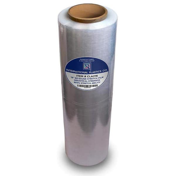 Angel Sar 1-Pack 18" x 1500 ft. 80 Gauge Packing Moving Heavy Duty Shrink Film, 800% Stretch Plastic Wrap for Package Warehouse