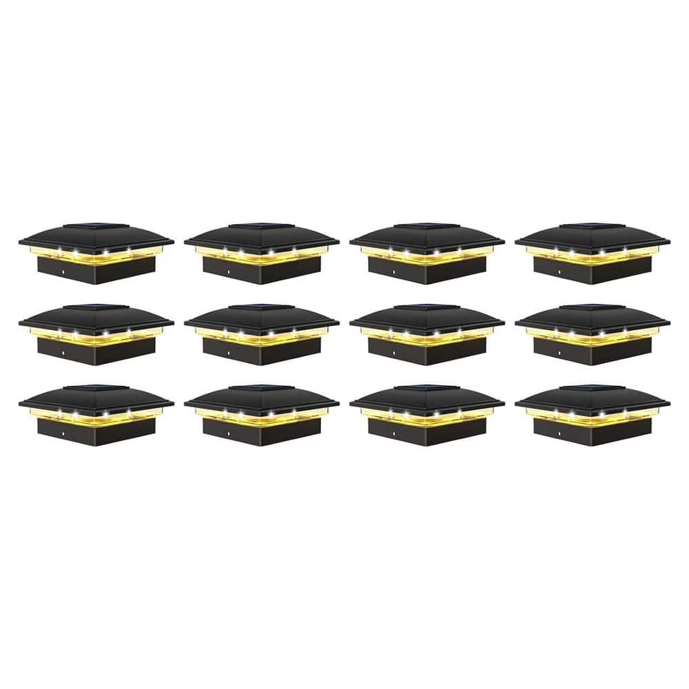 Solar Powered Waterproof Outdoor Post Cap Lights Black Deck Light Warm Cool White 12-Pack for Garden Patio Porch price history on PriceWatchPro