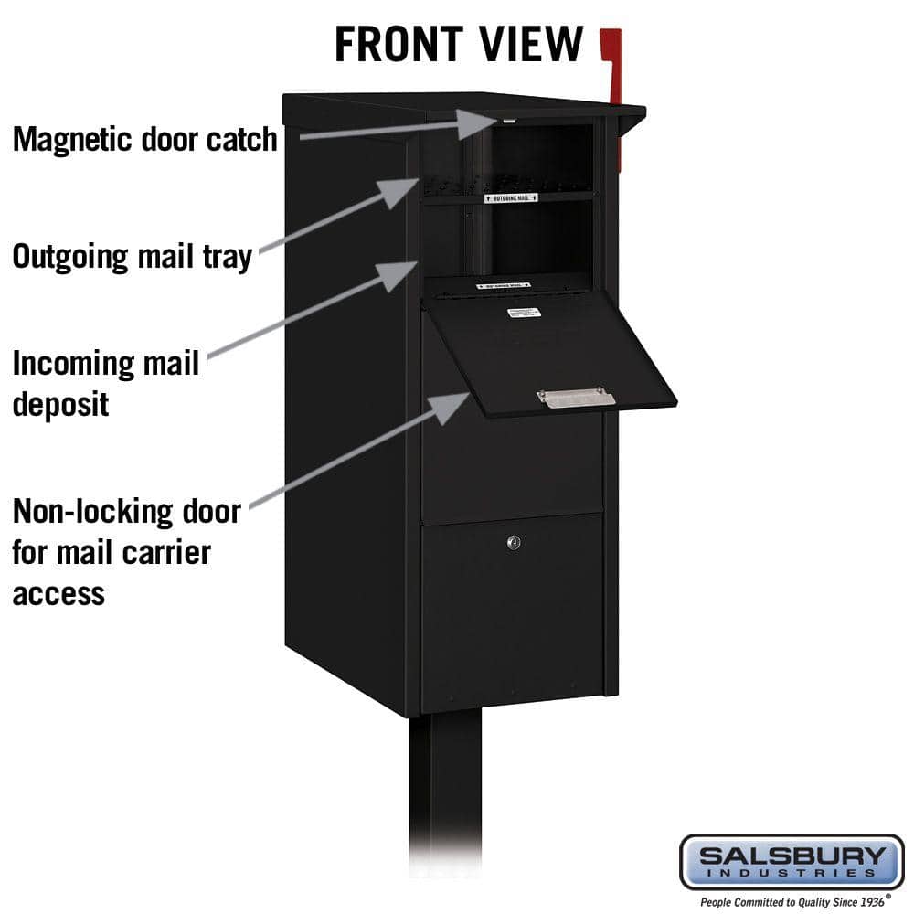 Black Aluminum Lockable Pedestal Mail Package Drop