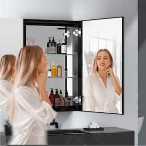 20 in. W x 30 in. H Rectangular Black Aluminum Medicine Cabinets with Mirror, LED Lighted Bathroom Mirror Cabinets
