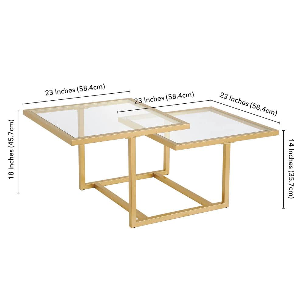 Amalie Brass and Glass Two-Tier Coffee Table
