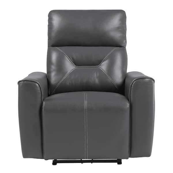 EVERGLADE HOME Brimmer Dark Gray Faux Leather Arm Chair