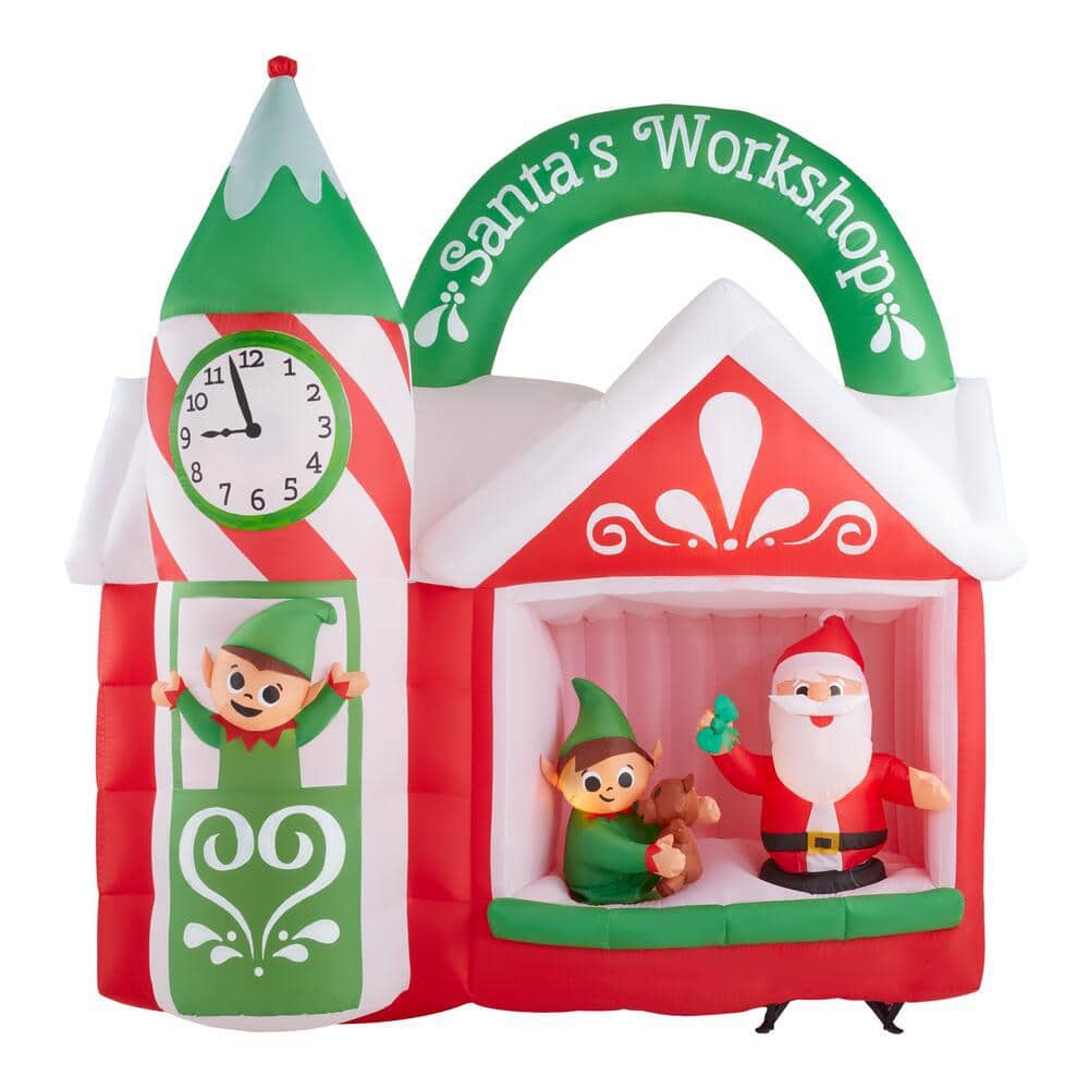 7.42 ft. Animated Inflatable Santas Workshop Scene