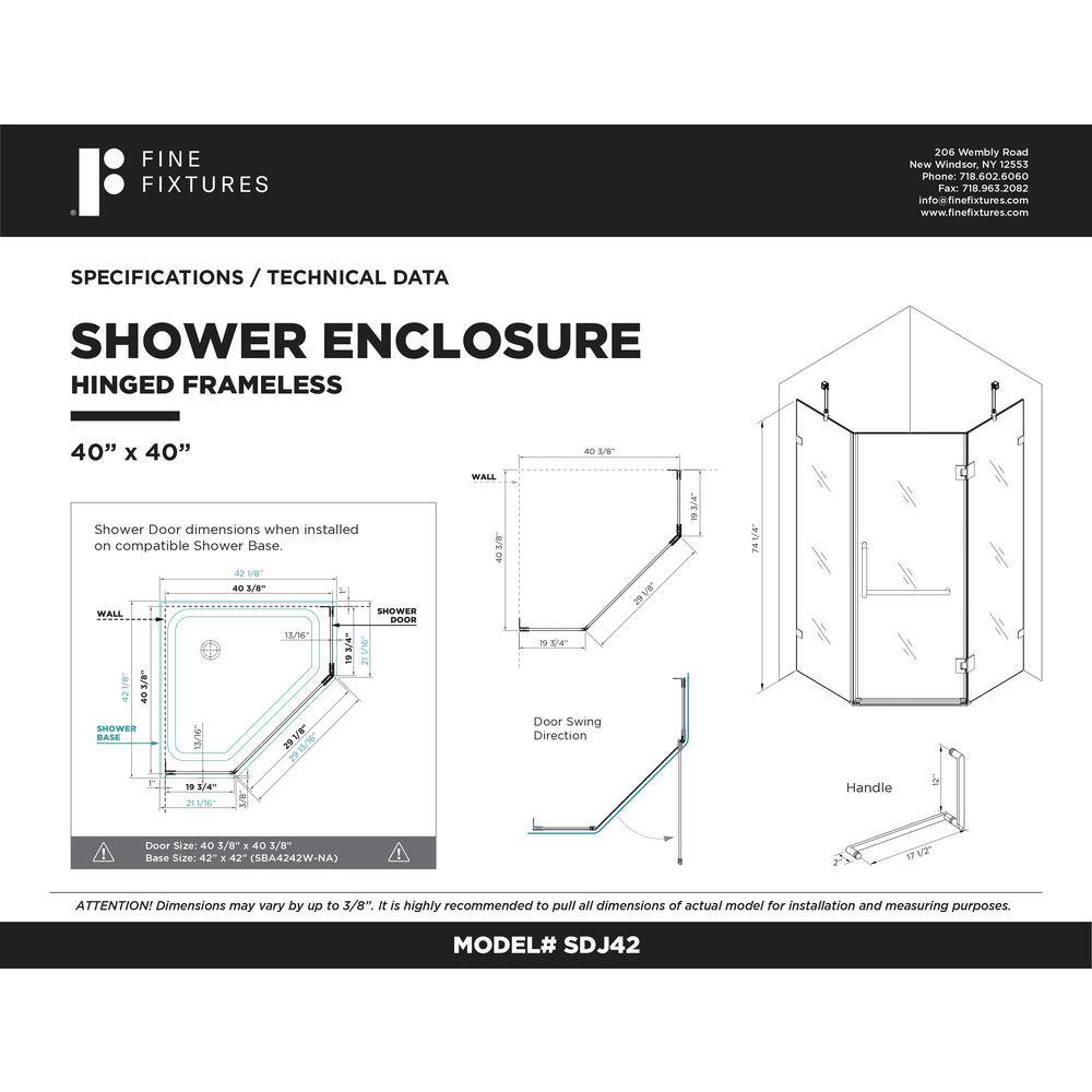 Neo Angle Black Acrylic and Glass Frameless Shower Enclosure