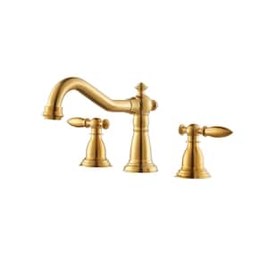 Corella 8 in. Widespread Double Handle Bathroom Faucet in Brushed Gold