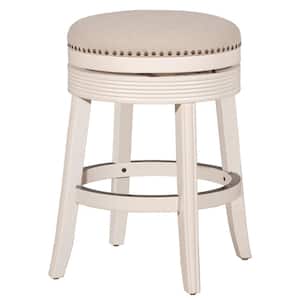 Tillman 26.5 in. White Wood Backless Counter Height Swivel Stool