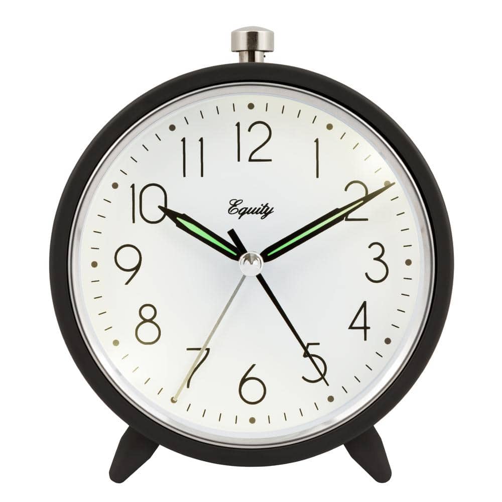 Dark Gray Metal Silent Sweeping Quartz Alarm Clock