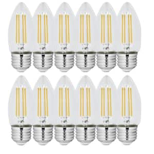 40-Watt Equivalent B10 E26 Medium Dimmable Filament CEC Blunt Tip Chandelier LED Light Bulb, Daylight 5000K (12-Pack)