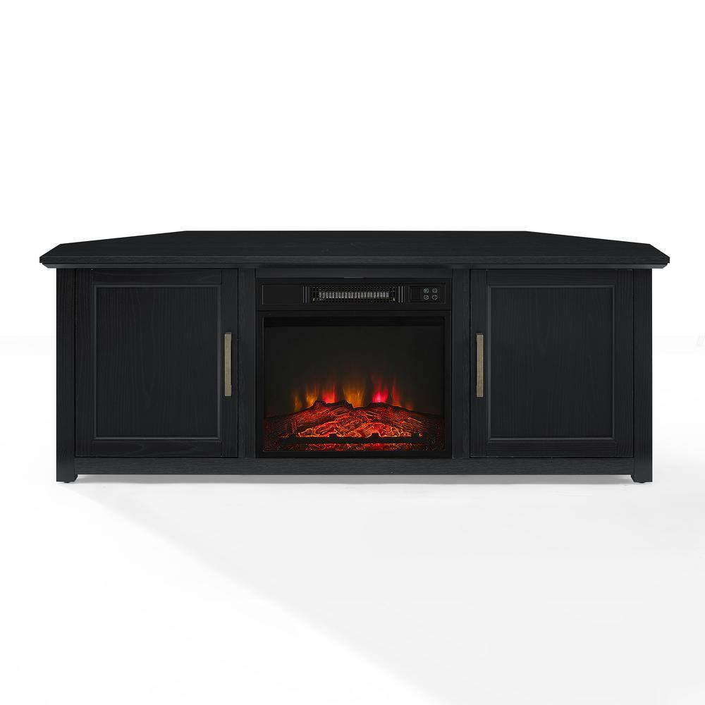 Camden Black Corner TV Stand with Fireplace