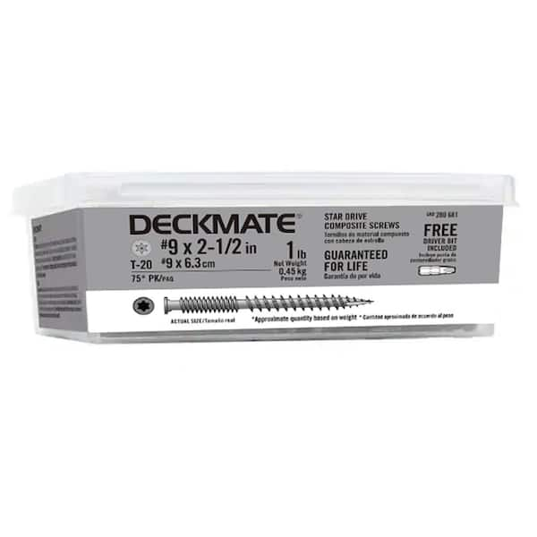 DECKMATE #9 x 2-1/2 in. Coarse Gray Polymer-Plated Steel Star-Drive Bugle Head Composite Deck Screws