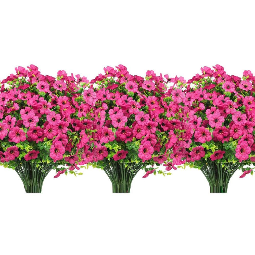 13.8 in. Rose Red Indoor/Outdoor Artificial Eucalyptus Flowers UV Resistant