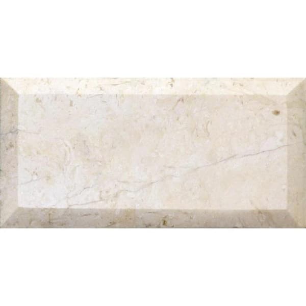 Apollo Tile Beige and Yellow 3 in. x 6 in. Beveled Polished Marble Subway Tile Sample (0.12 sq. ft./Piece)
