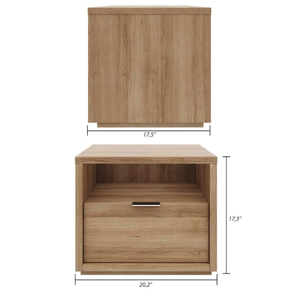 Nexera Brown Oak Nightstand With 1-Drawer 350188 - The Home Depot
