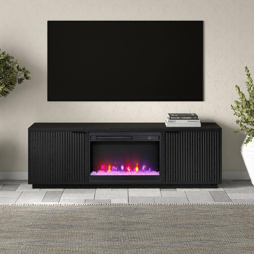 Meyer&Cross Mansfield 70 in. Black Grain TV Stand Fits TV's up to