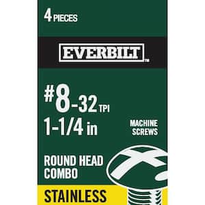 #8-32 x 1-1/4 in. Combo Round Head Stainless Steel Machine Screw (4-Pack)