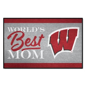 Wisconsin Badgers Red World's Best Mom 19 in. x 30 in. Starter Mat Accent Rug
