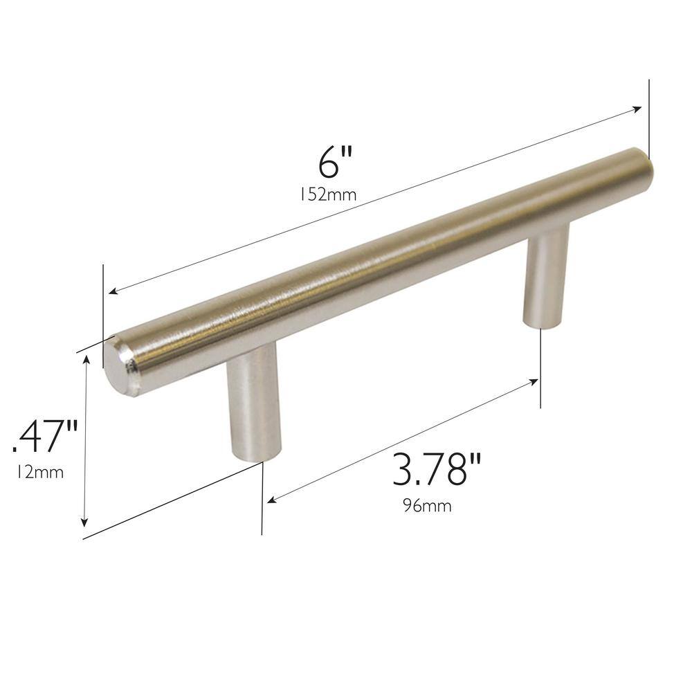 Modern Stainless Steel Cabinet Bar Pulls, 6-inch, Set of 10