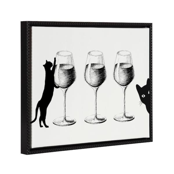 Kate and Laurel Sylvie Cats and Wine by Honey Island Studio Framed Art Print 18 in. x 24 in.