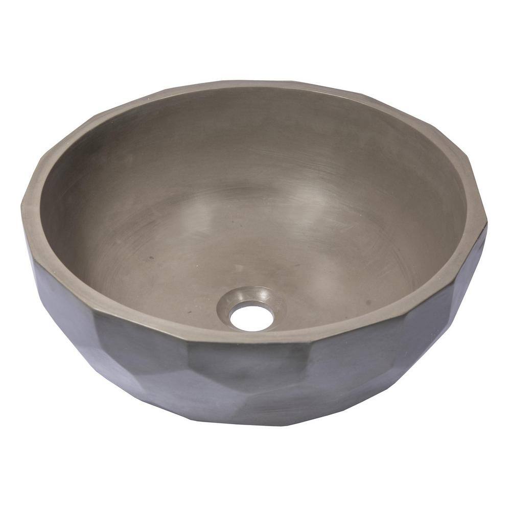 Eden Bath 16.3'' Dark Gray Concrete Circular Bathroom Sink