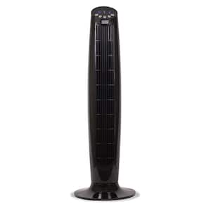 36 in Oscillating Tower Fan with Remote, Black