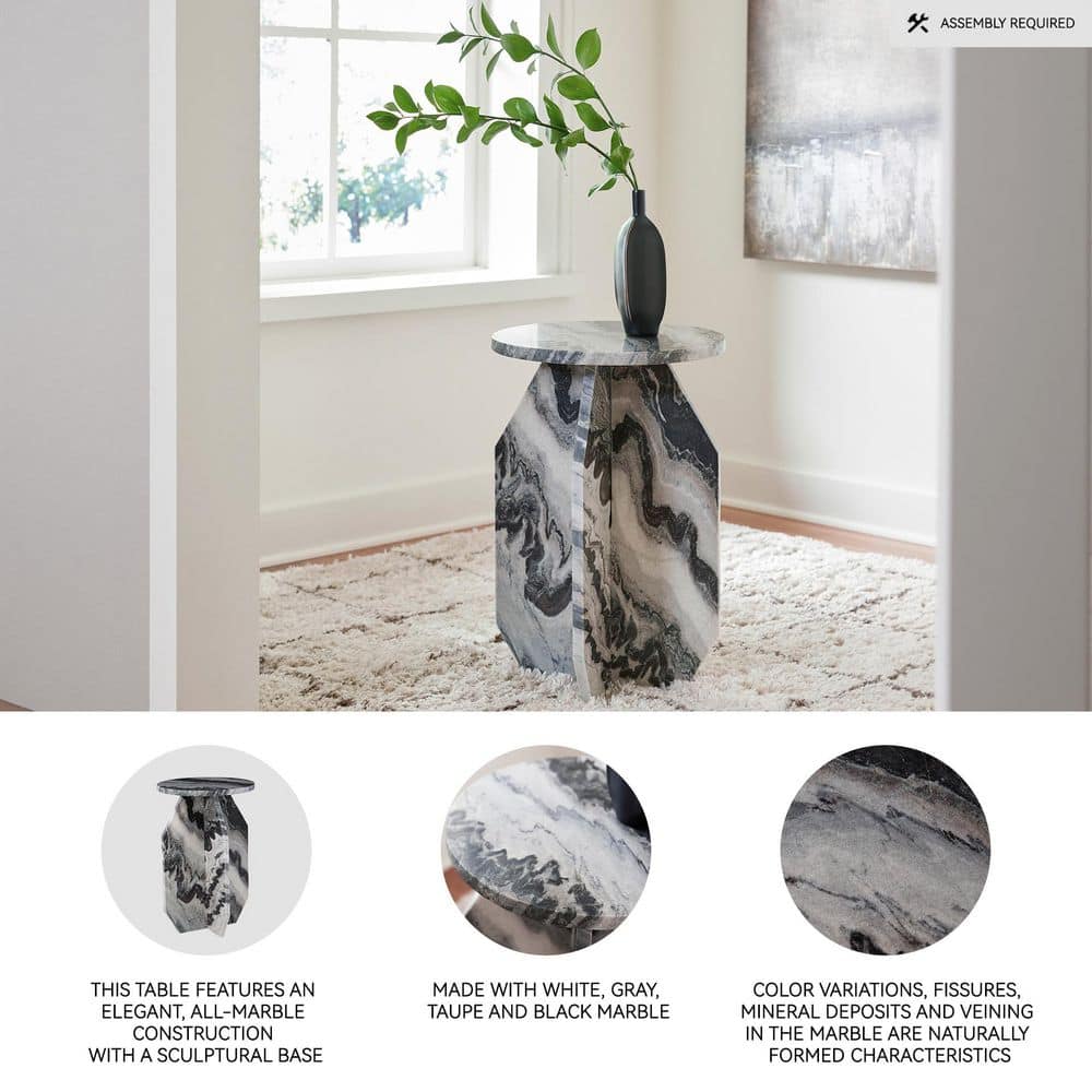 Wrenlane 15 in. Black Round Marble End Table - thumbnail 5