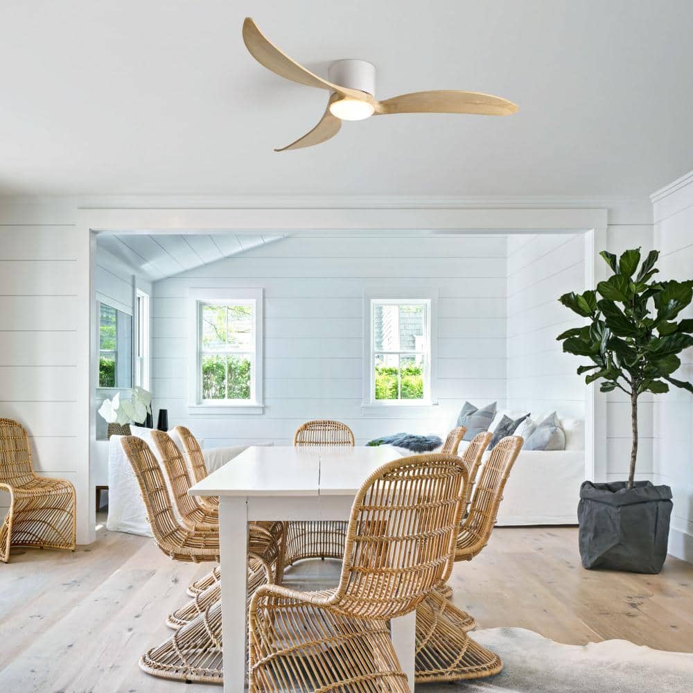 52 in. Ceiling Fan with Light, 3 Natural Wood Blades, Remote Control, Reversible DC Motor price history on PriceWatchPro