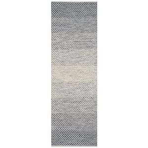 Montauk Navy/Ivory 2 ft. x 12 ft. Striped Distressed Geometric Runner Rug