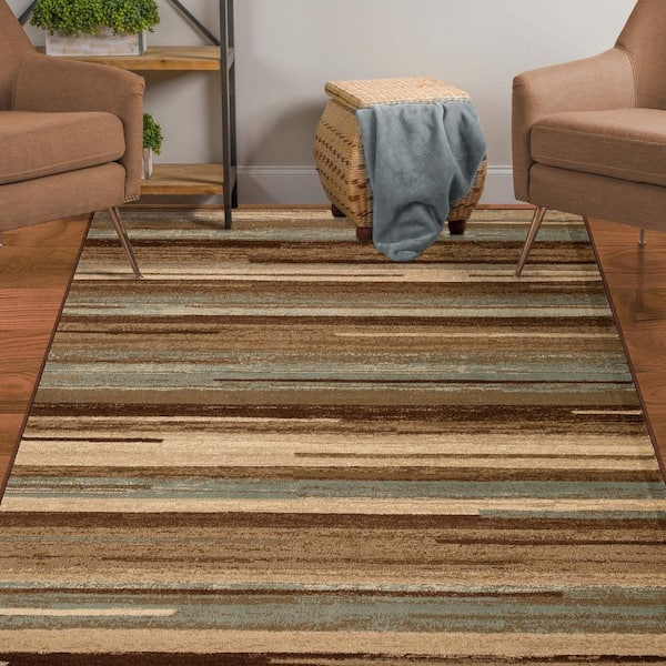 Fulgor Taupe 8 ft. x 10 ft. Modern Stripe Abstract Indoor Area Rug